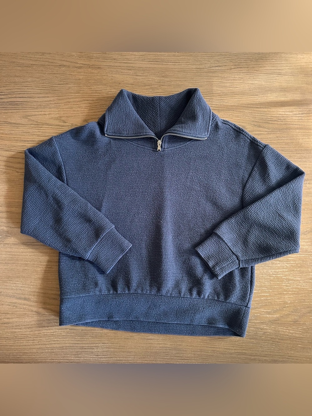 CALIA Women’s Blue Textured Quarter Zip Pullover Sweatshirt Size Small